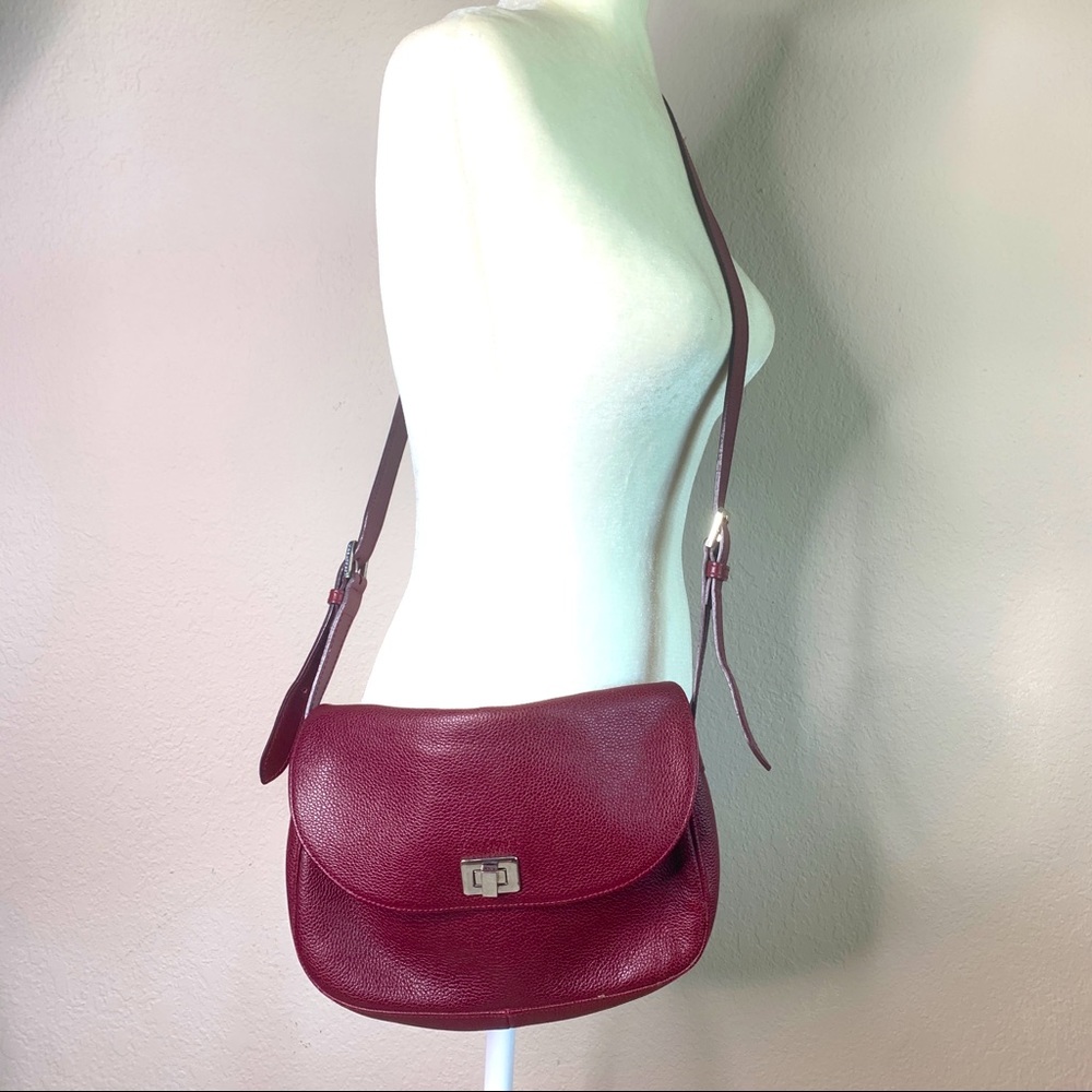 Longchamp leather flap crossbody shoulder bag
